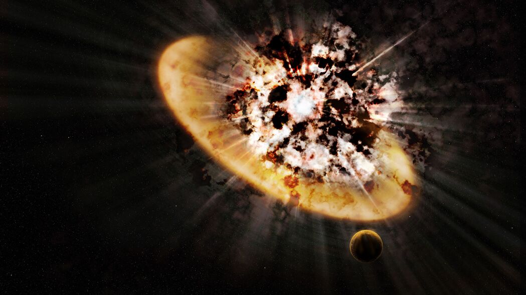 行星爆炸闪光碎片，太空奇观4K壁纸，3840x2160高清背景图片下载