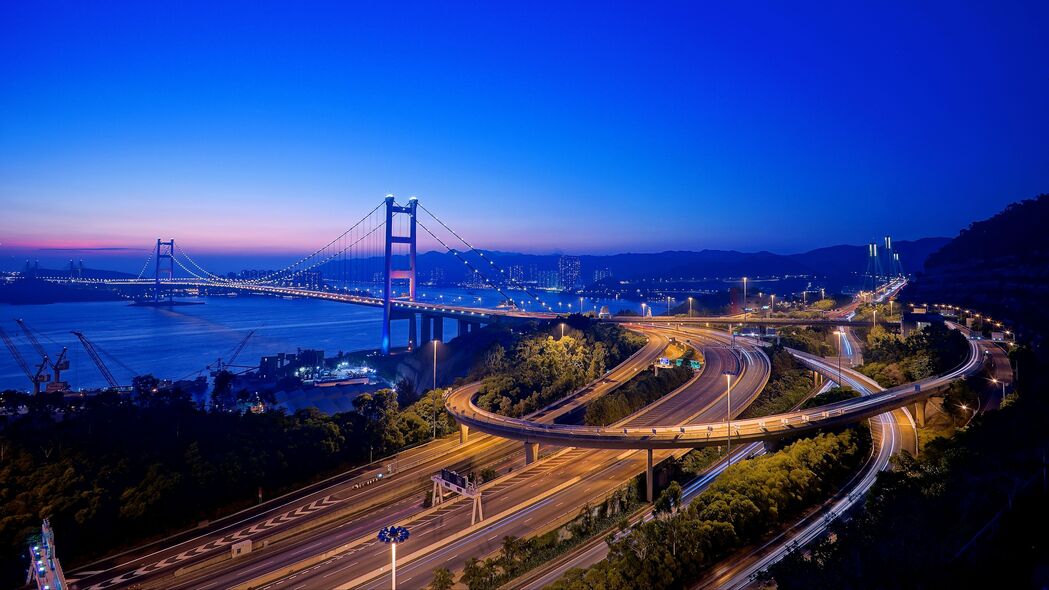 香港夜城海岸大桥4K超清壁纸，3840x2160高清风景图片下载