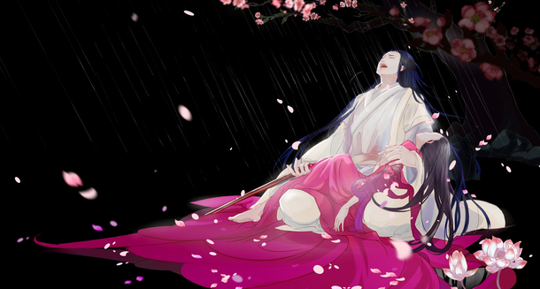 悲伤男人古风手绘PNG素材，高清透明背景，卡通手绘元素下载