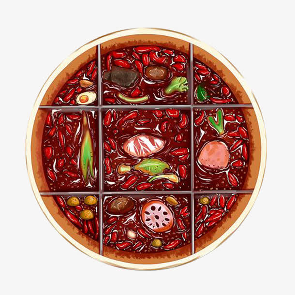 川味火锅九宫格PNG透明图片，高清装饰元素，生活用品设计素材下载