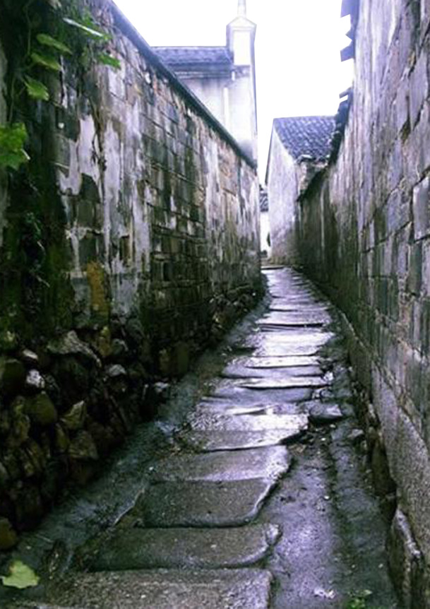 中国风雨中小巷PNG透明图，高清装饰元素，设计素材下载