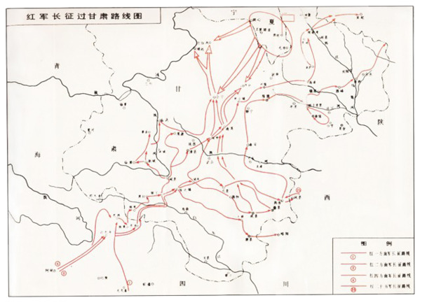 长征甘肃路线图PNG透明图，国庆节日元素设计素材高清下载