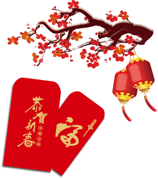 新年红包新春背景，高清PNG透明图片，元旦春节元宵节日元素，AI设计素材下载