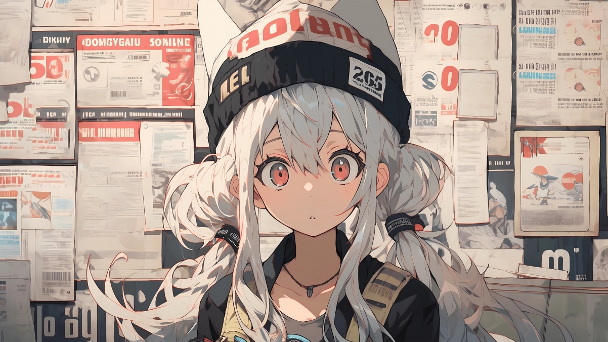 报纸墙·马尾辫女孩专属，精选4K动漫壁纸，高清3840x2160，一键下载！