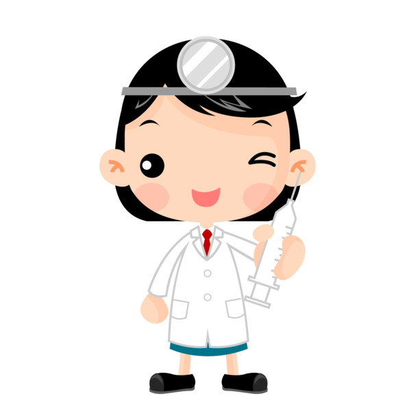 打针卡通女医生矢量图，高清PNG透明图片，漂浮花瓣设计素材，免费下载