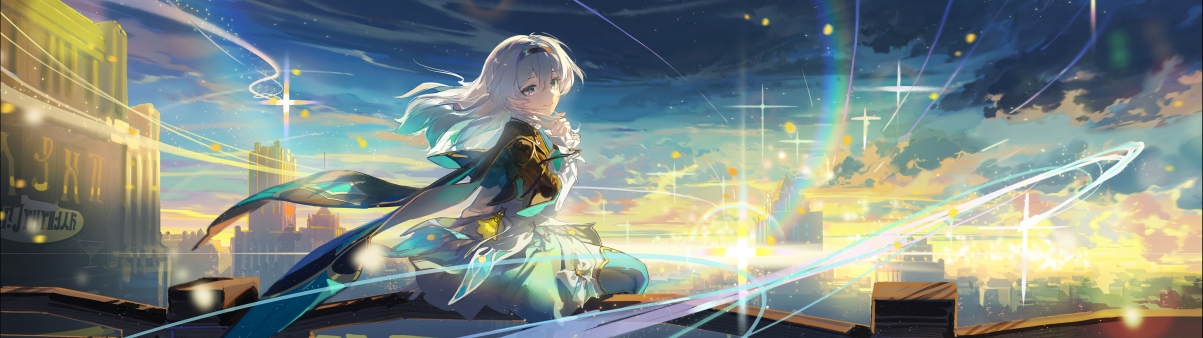 崩坏星穹铁道，绝美流萤彩虹双屏壁纸，4K高清5120x1440，游戏粉丝必备之选！