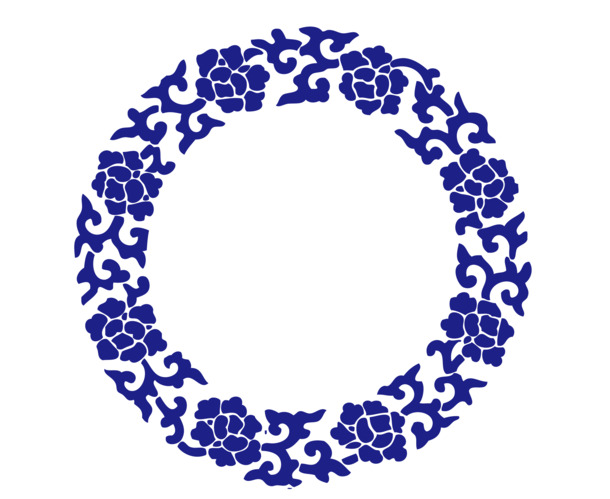 青花瓷边框PNG，高清透明矢量圆形设计素材，免费下载