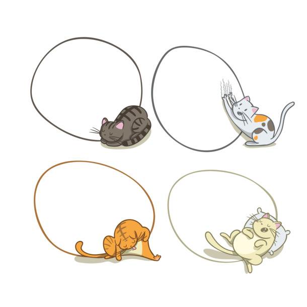 可爱猫咪语言气泡PNG素材，高清透明图片，创意边框装饰元素，一键下载