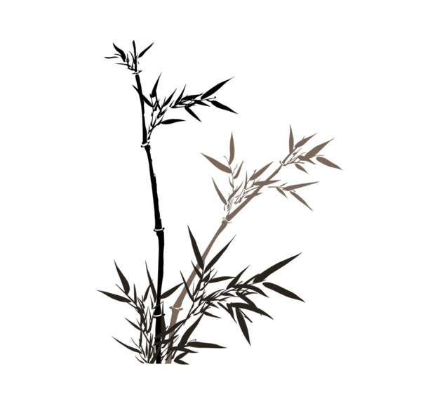 竹子水墨画高清PNG，透明图片装饰元素，中国风设计素材下载