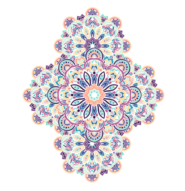 波西米亚风彩色花纹矢量图，高清PNG透明图片，装饰元素设计素材免费下载
