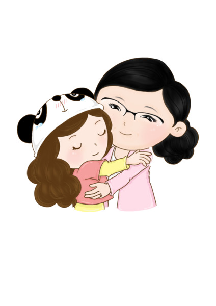 卡通母女PNG透明图片，节日元素与其他节日设计素材高清下载