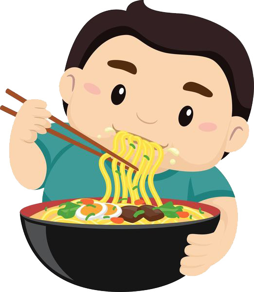 吃面条小孩手绘卡通PNG透明图片，高清PSD设计素材下载