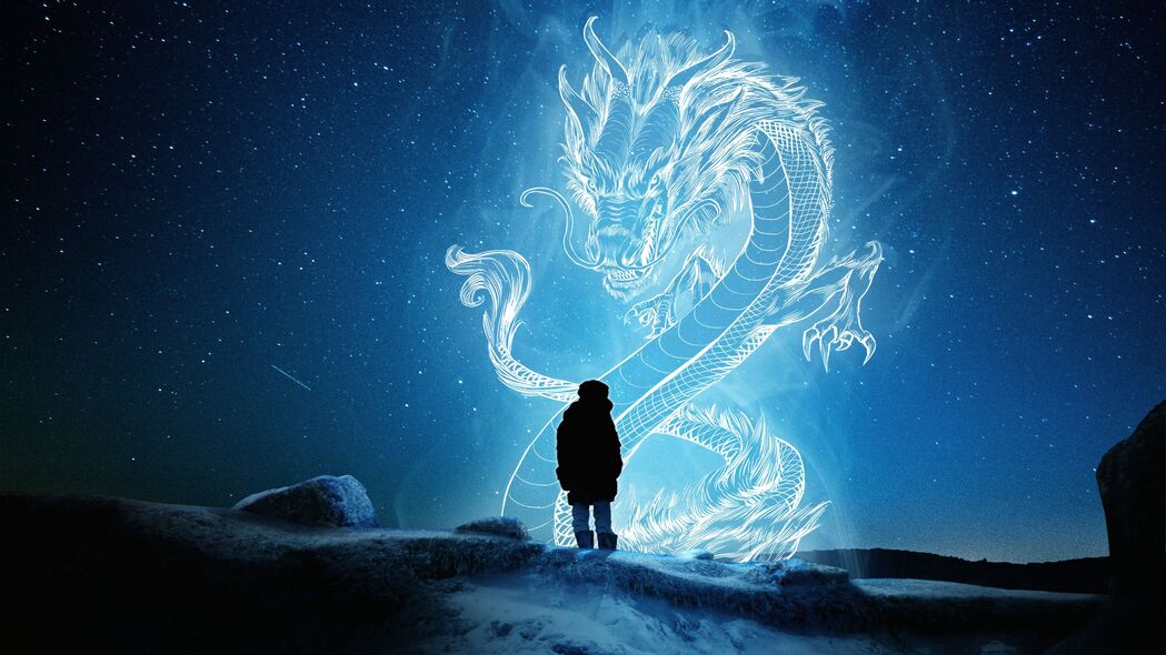 剪影龙幻觉艺术，超清4K壁纸，3840x2160高清背景图片免费下载
