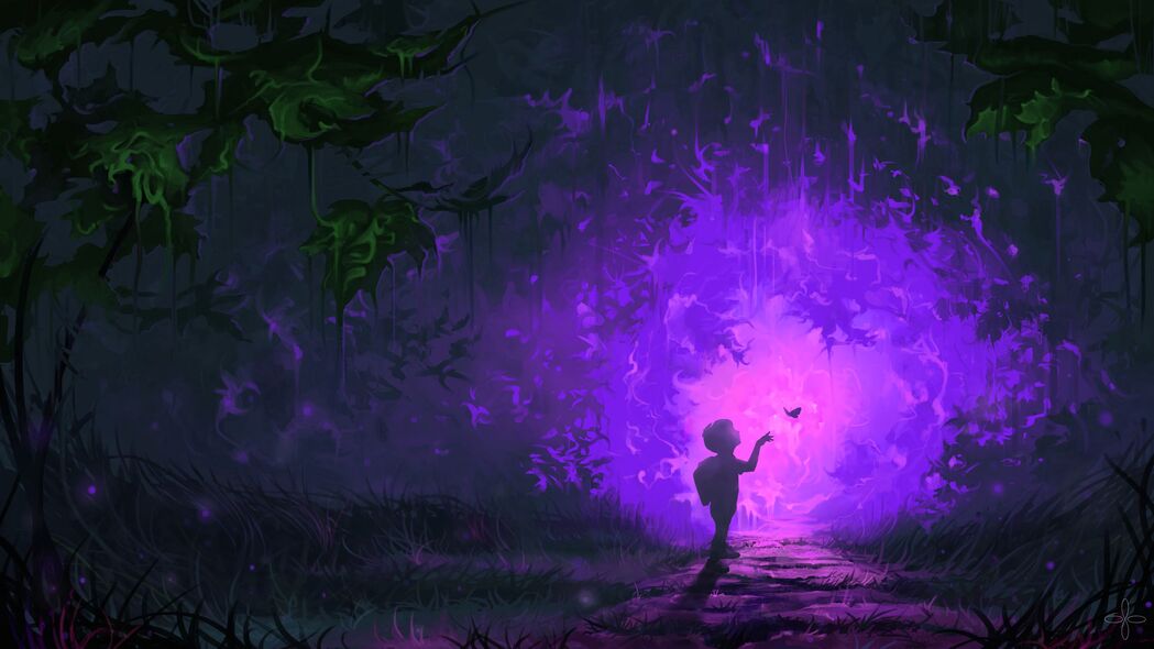 【下载高清】3840x2160儿童蝴蝶门户森林奇妙艺术壁纸，4K背景图片精选