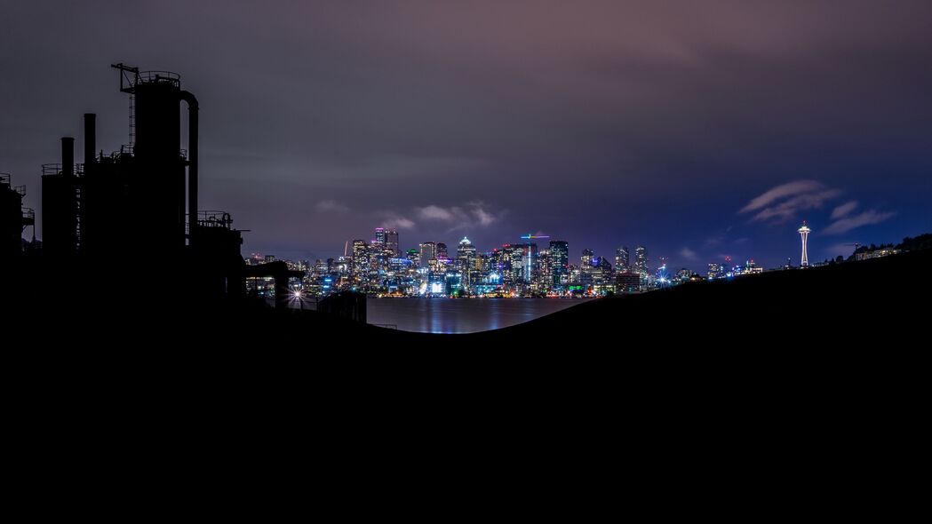 夜城黑暗建筑全景，惊艳4K壁纸，3840x2160高清下载