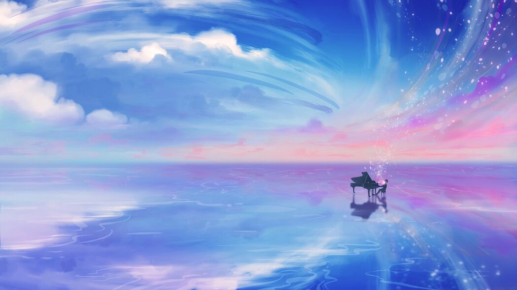 钢琴家演奏瞬间，绝美音乐家云景，超清4K壁纸，3840x2160高清下载