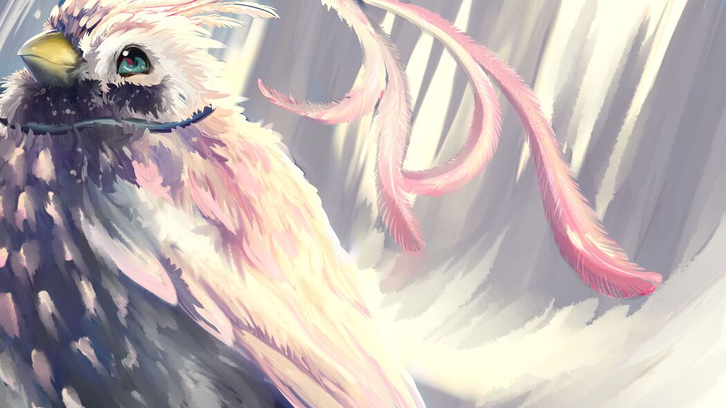 鸟之粉红羽毛艺术，超高清4K壁纸 3840x2160，免费下载