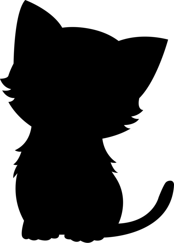 小猫黑色阴影PNG透明图片素材，高清装饰元素及PSD设计下载