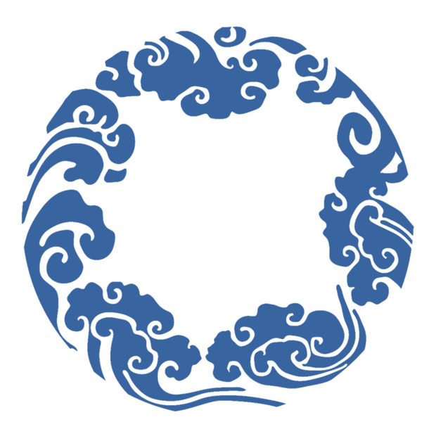 蓝色祥云圆环PNG透明图，高清装饰元素花纹设计素材免费下载