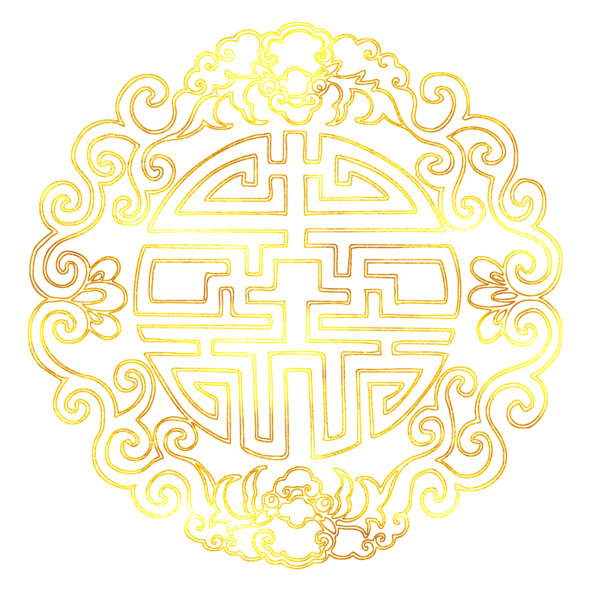 中国风烫金花纹PNG透明图片，高清装饰元素素材下载