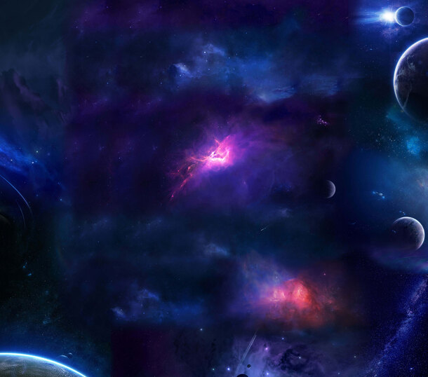 蓝色宇宙云彩星光PNG透明背景，高清抽象梦幻设计素材下载