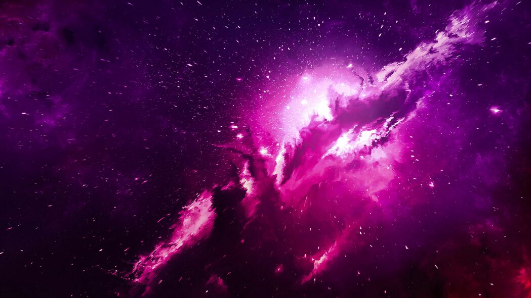 3840x2160超清壁纸，紫色星云闪光，光云交织的梦幻背景图片