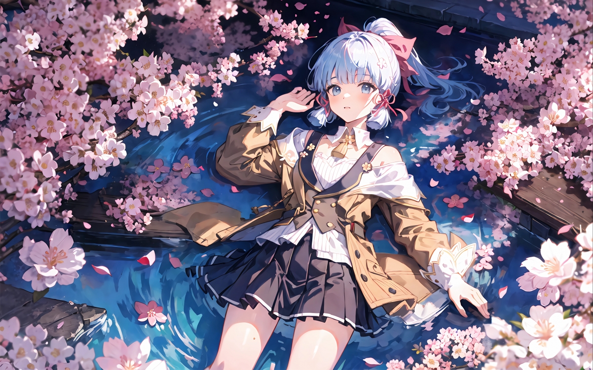花水神里绫华绝美风景，4K高清动漫美女壁纸3840x2400，一键下载！