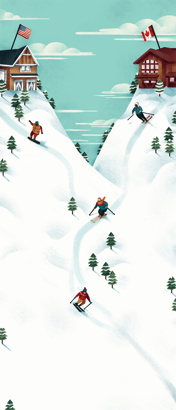 手绘蓝天房屋雪地PNG透明背景，高清设计素材免费下载