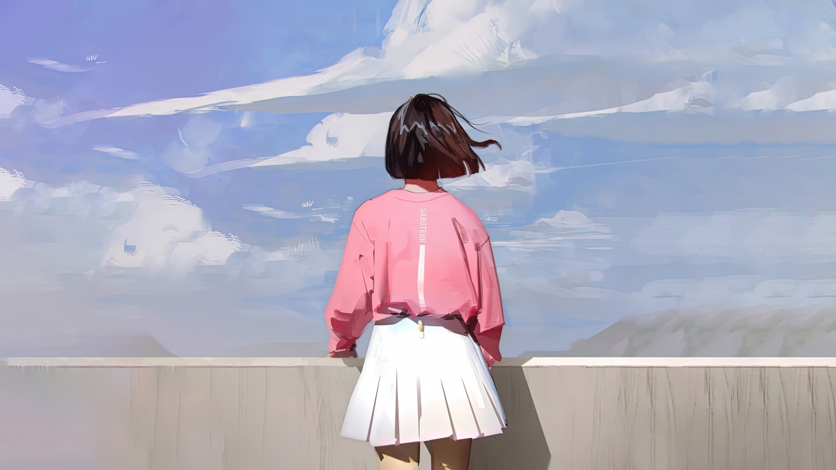 4K高清动漫壁纸，看远方的女孩背影 3840x2160 精美图片下载