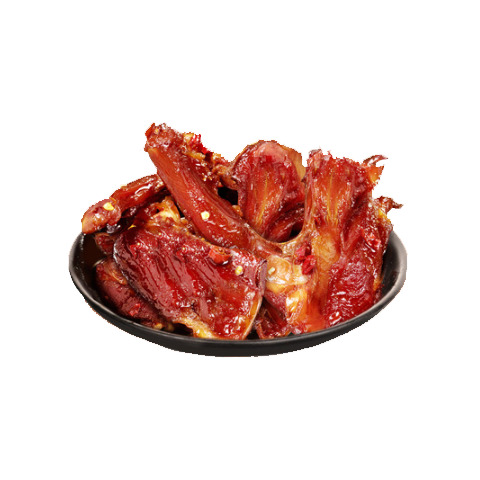 武鸭脖高清PNG透明图片，麻辣甜辣锁骨卤味鸭肉小吃素材下载