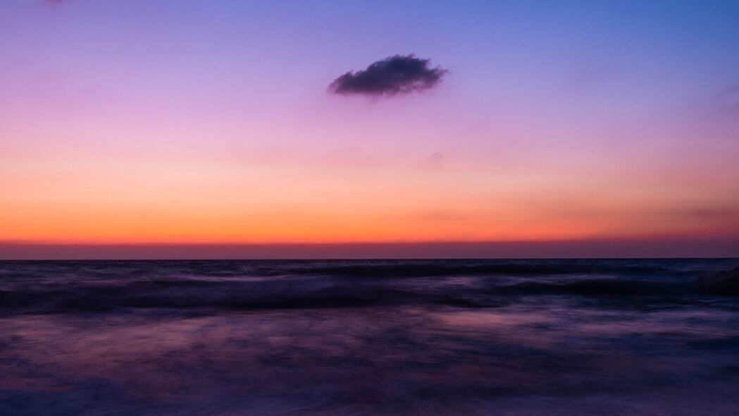 大海黄昏，深色调色海滩，绝美地平线4K壁纸，3840x2160高清下载