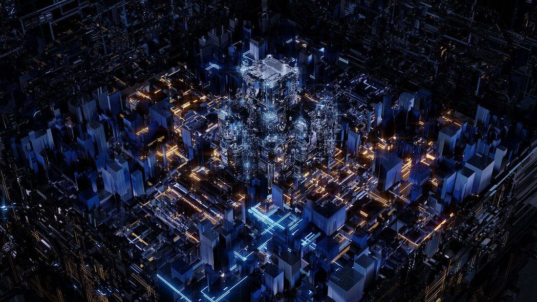 3840x2160超高清3D结构模型发光壁纸，精美背景图片下载