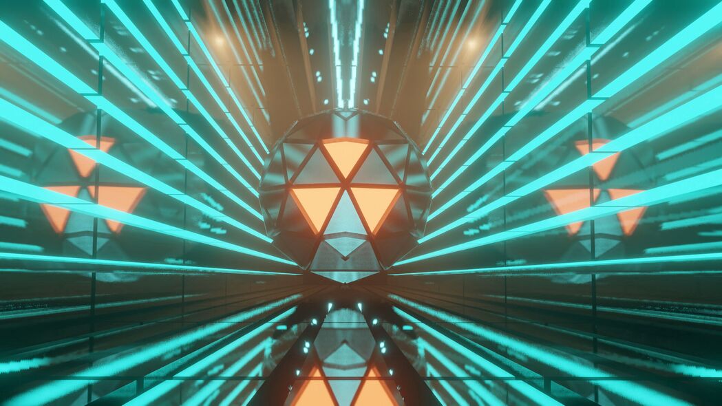 3840x2160超清4K霓虹灯球体3D壁纸，高清背景图片免费下载