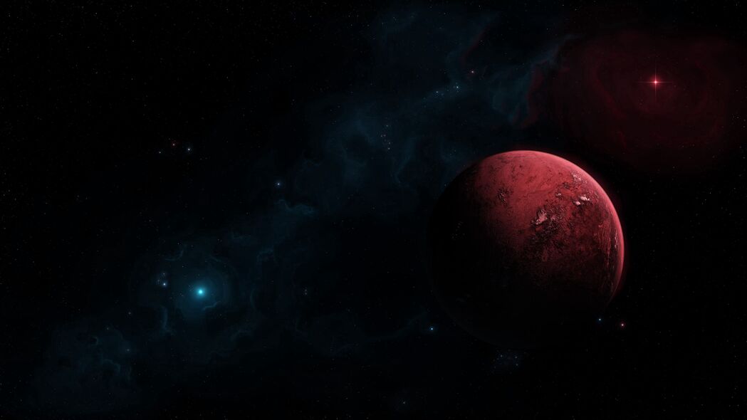 3840x2160高清壁纸，黑暗太空中的行星与星星，外太空神秘背景图片下载