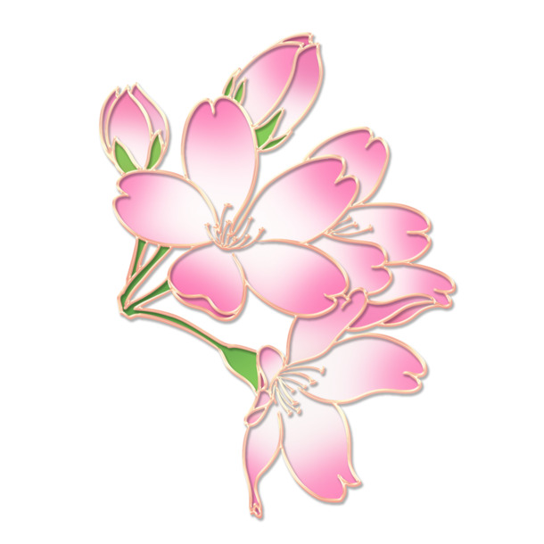 粉色樱花枝条PNG透明图，高清动植物元素，设计素材免费下载