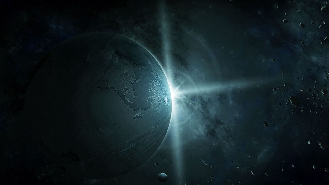 3840x2160超高清行星闪光壁纸，小行星与太空梦幻背景，免费下载4K背景图片