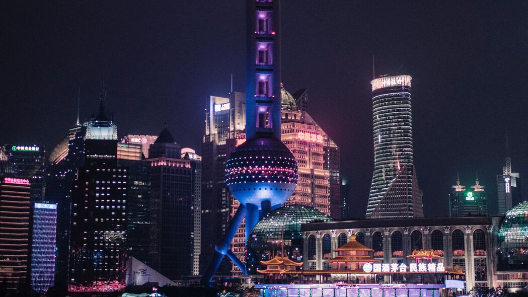 塔建筑之美，夜城上海风光，高清4K壁纸3840x2160下载