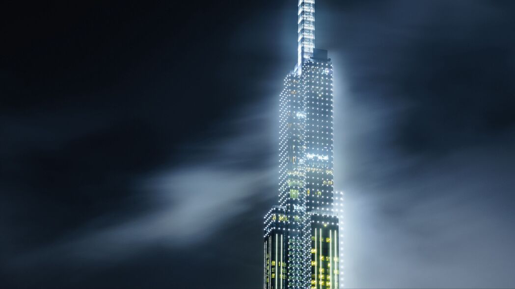 建筑奇观，摩天大楼夜晚背光盛景，4K超清壁纸3840x2160，高清背景图片免费下载