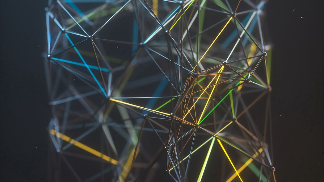 网格结构3D线条连接，精选4K高清壁纸，3840x2160分辨率下载