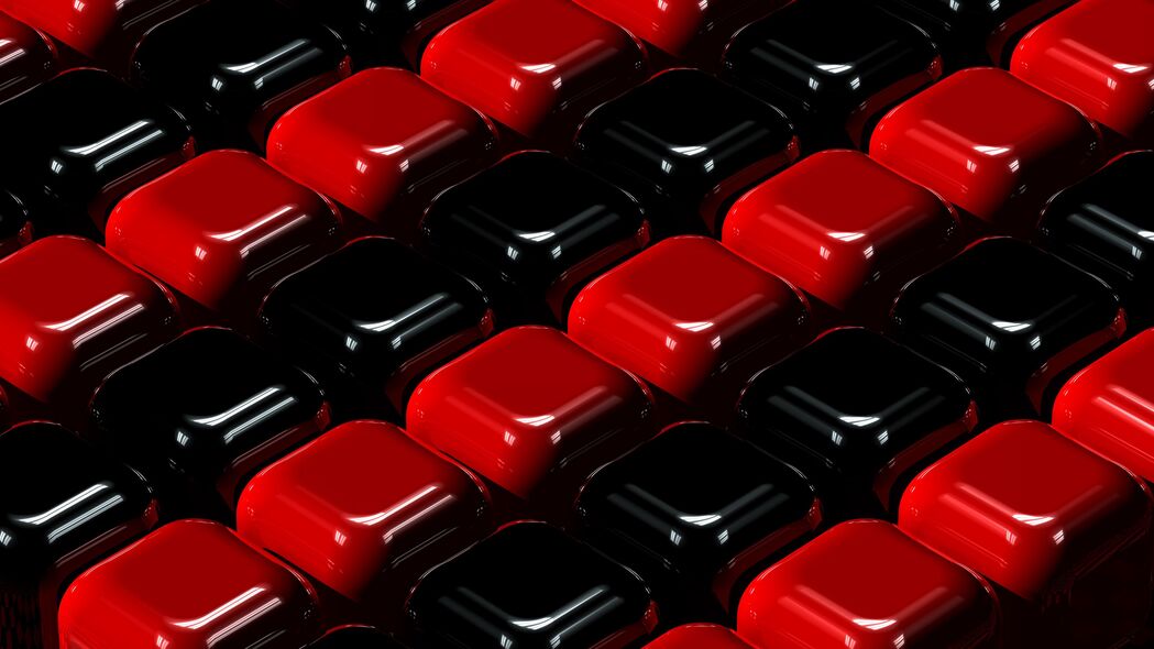 立方体红黑3D效果，4K超高清壁纸3840x2160，一键下载精美背景图片