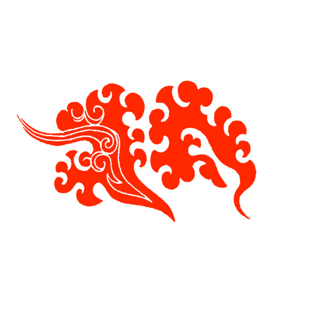 复古红色祥云PNG透明图片，中式元素装饰，中国风PSD设计素材下载