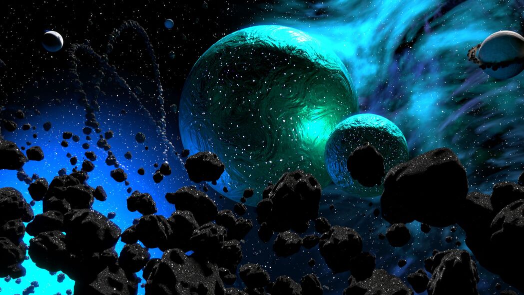 行星、小行星探索，绝美太空星云星系4K壁纸，3840x2160高清背景图片下载