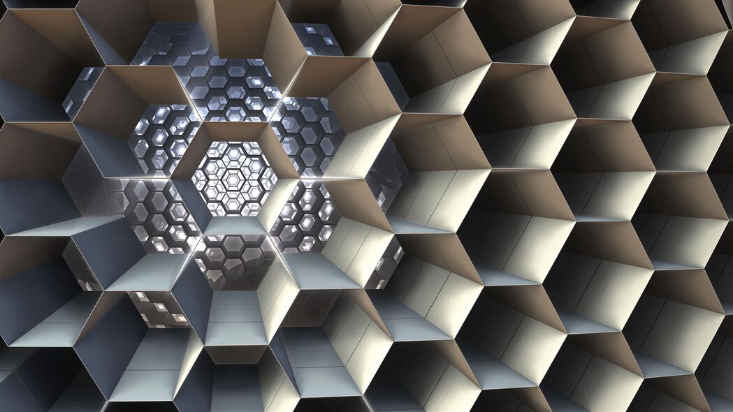探索细胞奥秘，蜂窝结构3D分形4K壁纸，高清3840x2160背景图片下载