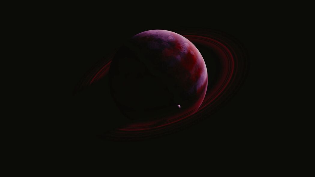 行星戒指卫星深邃太空4K壁纸，3840x2160高清背景图片下载