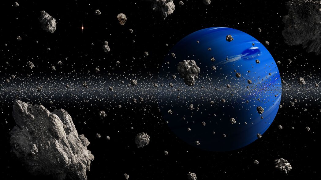 行星探秘，蓝色小行星带惊艳4K壁纸，高清3840x2160背景图片免费下载
