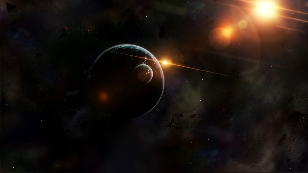 行星闪耀太空，4K高清闪光壁纸，3840x2160超清背景图片下载