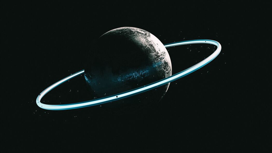 3840x2160行星圆环深色系4K壁纸，高清背景图片免费下载