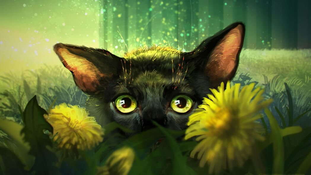 猫与花之艺术盛宴，迷人眼睛4K壁纸，高清3840x2160背景图片任你浏览下载