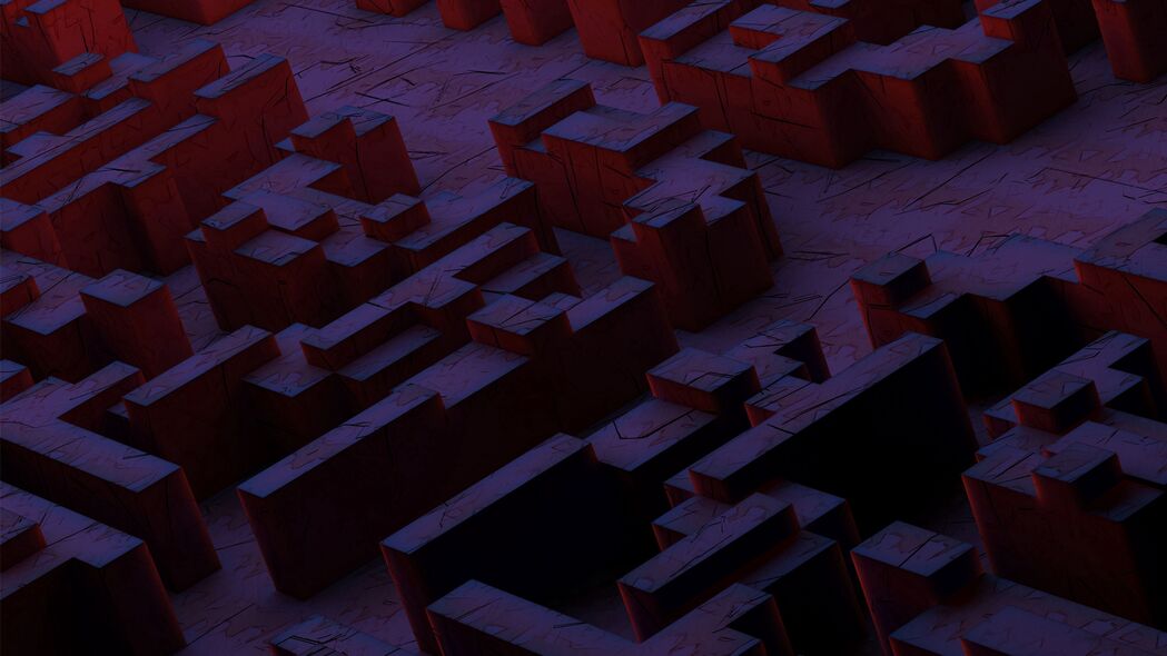 3D几何结构深色调4K超清壁纸，3840x2160高清背景图片下载
