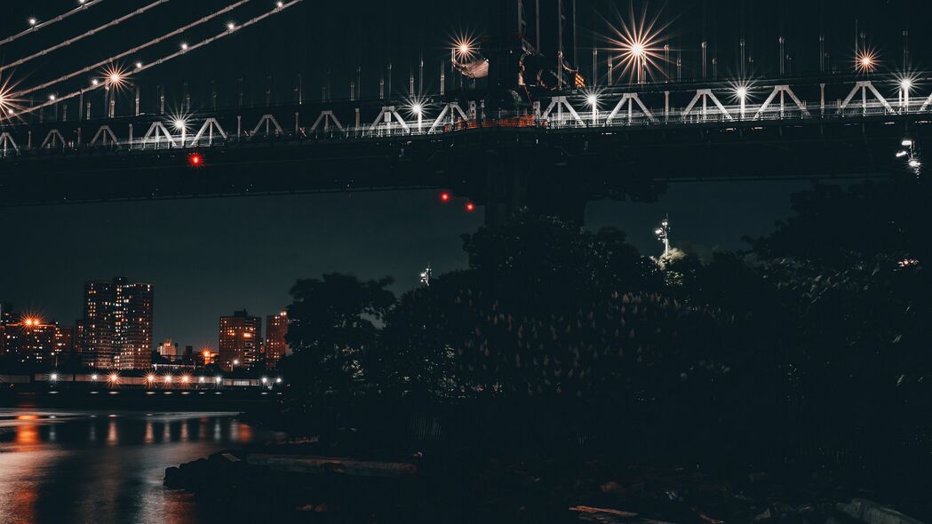 大桥映夜城，璀璨城市灯光建筑照明，4K超清壁纸3840x2160免费下载